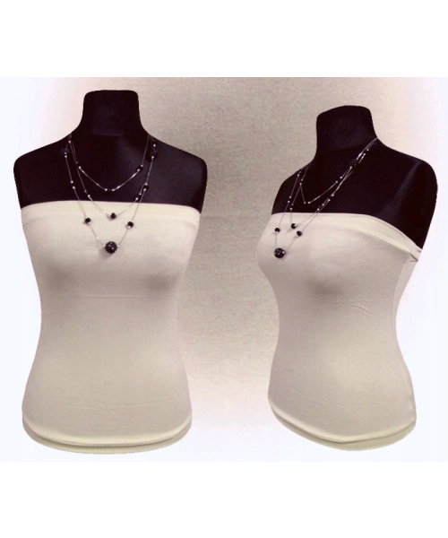 Krótki top damski plażowy Bluzka bez ramiączek - beżowy